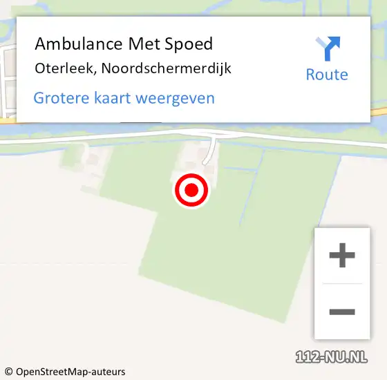 Locatie op kaart van de 112 melding: Ambulance Met Spoed Naar Oterleek, Noordschermerdijk op 30 december 2022 21:58