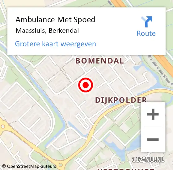 Locatie op kaart van de 112 melding: Ambulance Met Spoed Naar Maassluis, Berkendal op 30 december 2022 22:13