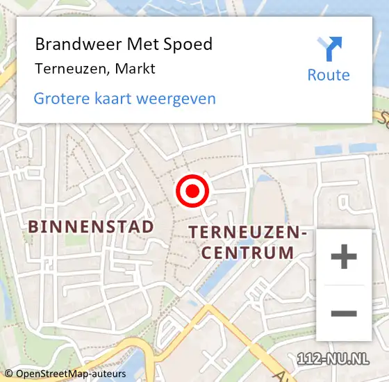 Locatie op kaart van de 112 melding: Brandweer Met Spoed Naar Terneuzen, Markt op 30 december 2022 22:15