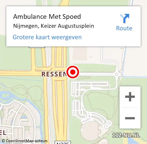 Locatie op kaart van de 112 melding: Ambulance Met Spoed Naar Nijmegen, Keizer Augustusplein op 30 december 2022 22:17