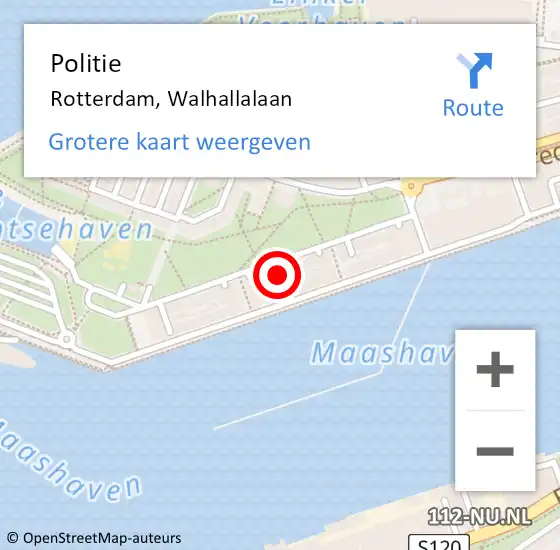 Locatie op kaart van de 112 melding: Politie Rotterdam, Walhallalaan op 30 december 2022 22:23