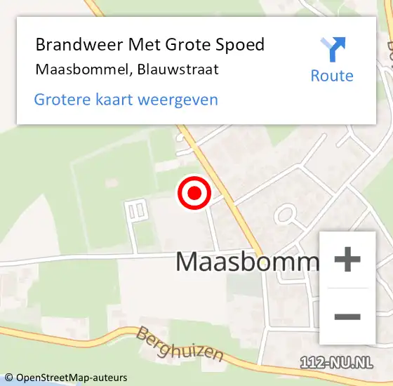 Locatie op kaart van de 112 melding: Brandweer Met Grote Spoed Naar Maasbommel, Blauwstraat op 30 december 2022 22:30
