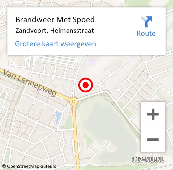 Locatie op kaart van de 112 melding: Brandweer Met Spoed Naar Zandvoort, Heimansstraat op 30 december 2022 22:50