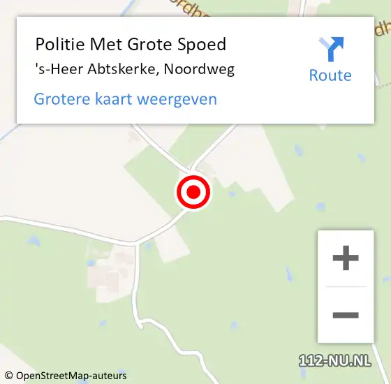 Locatie op kaart van de 112 melding: Politie Met Grote Spoed Naar 's-Heer Abtskerke, Noordweg op 30 december 2022 22:52