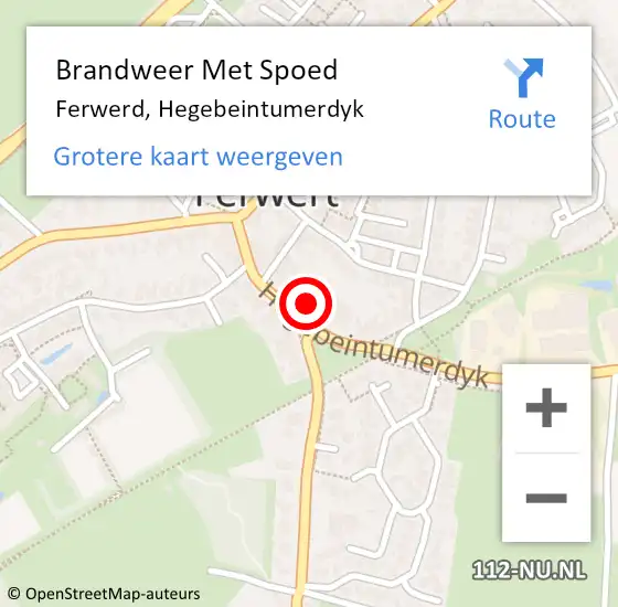 Locatie op kaart van de 112 melding: Brandweer Met Spoed Naar Ferwerd, Hegebeintumerdyk op 30 december 2022 23:00