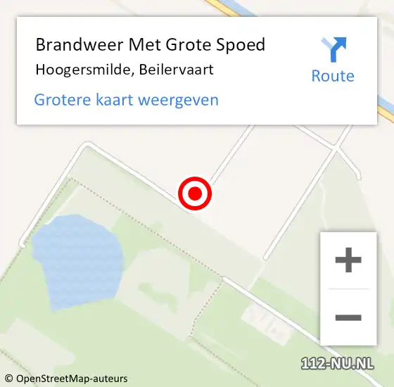 Locatie op kaart van de 112 melding: Brandweer Met Grote Spoed Naar Hoogersmilde, Beilervaart op 30 december 2022 23:07