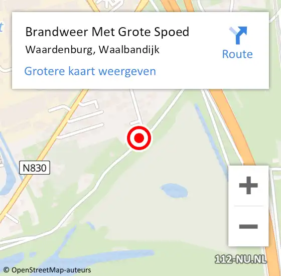 Locatie op kaart van de 112 melding: Brandweer Met Grote Spoed Naar Waardenburg, Waalbandijk op 30 december 2022 23:24