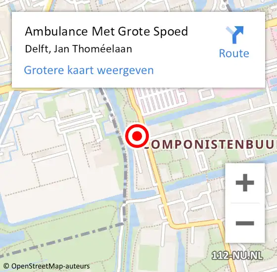 Locatie op kaart van de 112 melding: Ambulance Met Grote Spoed Naar Delft, Jan Thoméelaan op 30 december 2022 23:35