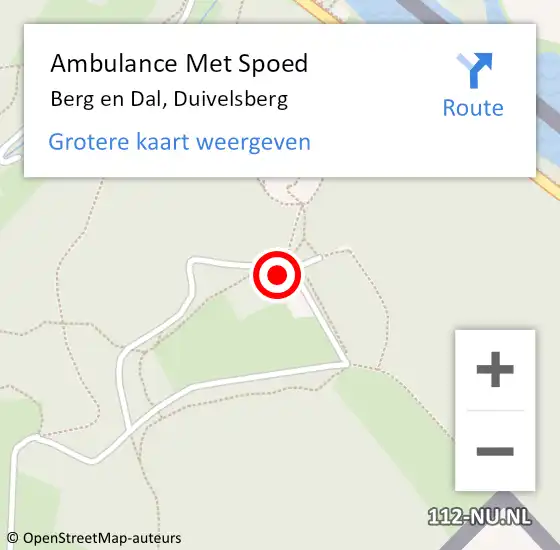 Locatie op kaart van de 112 melding: Ambulance Met Spoed Naar Berg en Dal, Duivelsberg op 10 augustus 2014 13:07