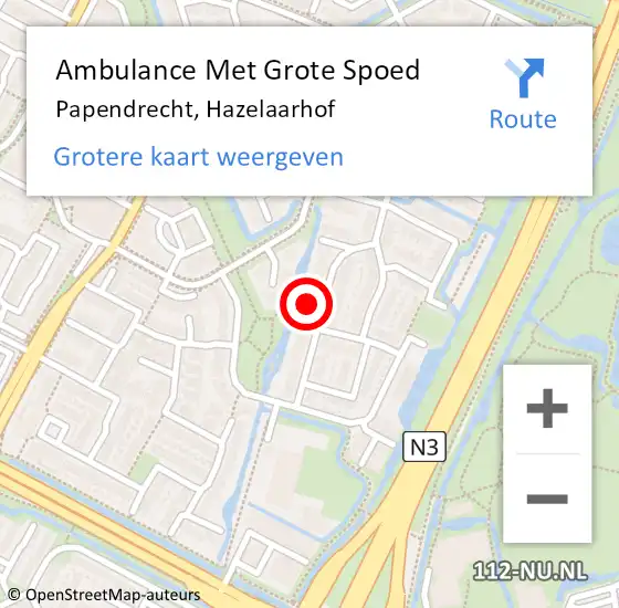 Locatie op kaart van de 112 melding: Ambulance Met Grote Spoed Naar Papendrecht, Hazelaarhof op 31 december 2022 00:27