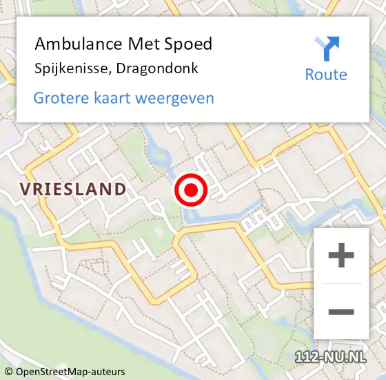 Locatie op kaart van de 112 melding: Ambulance Met Spoed Naar Spijkenisse, Dragondonk op 31 december 2022 00:29