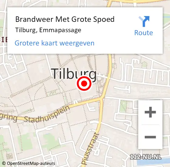 Locatie op kaart van de 112 melding: Brandweer Met Grote Spoed Naar Tilburg, Emmapassage op 31 december 2022 01:03