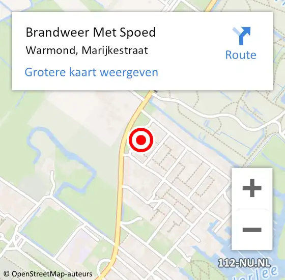 Locatie op kaart van de 112 melding: Brandweer Met Spoed Naar Warmond, Marijkestraat op 31 december 2022 01:07