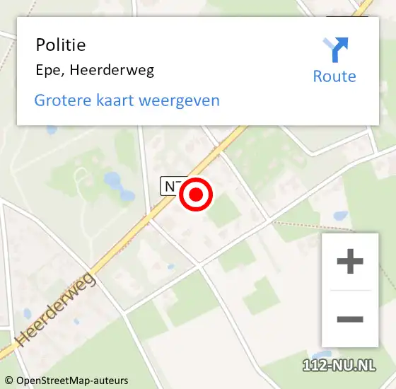 Locatie op kaart van de 112 melding: Politie Epe, Heerderweg op 31 december 2022 01:18