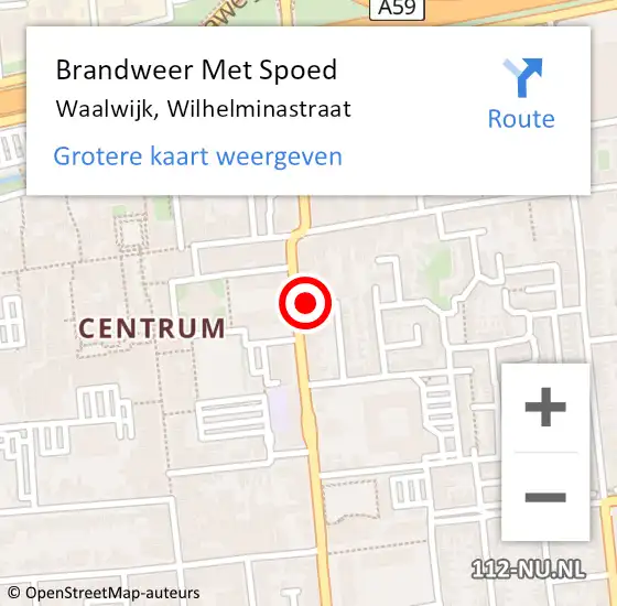 Locatie op kaart van de 112 melding: Brandweer Met Spoed Naar Waalwijk, Wilhelminastraat op 31 december 2022 01:22