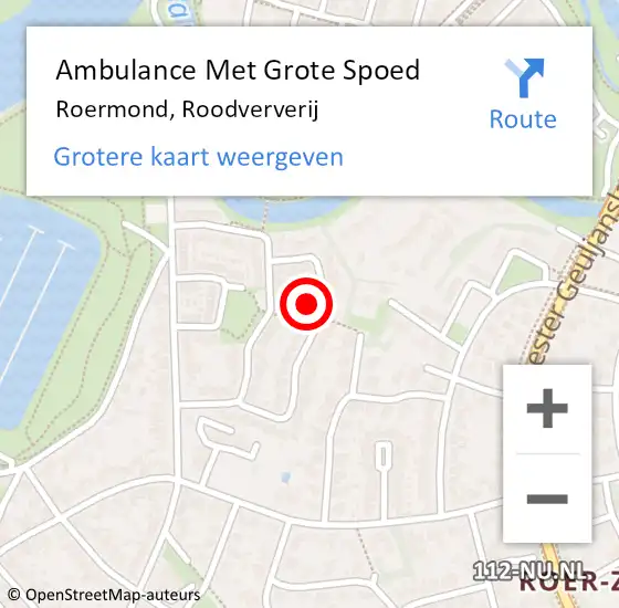 Locatie op kaart van de 112 melding: Ambulance Met Grote Spoed Naar Roermond, Roodververij op 31 december 2022 02:26