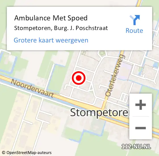 Locatie op kaart van de 112 melding: Ambulance Met Spoed Naar Stompetoren, Burg. J. Poschstraat op 31 december 2022 02:44