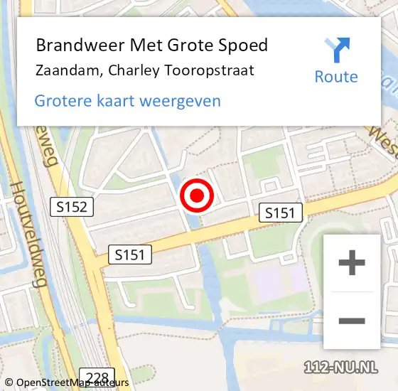 Locatie op kaart van de 112 melding: Brandweer Met Grote Spoed Naar Zaandam, Charley Tooropstraat op 31 december 2022 05:33