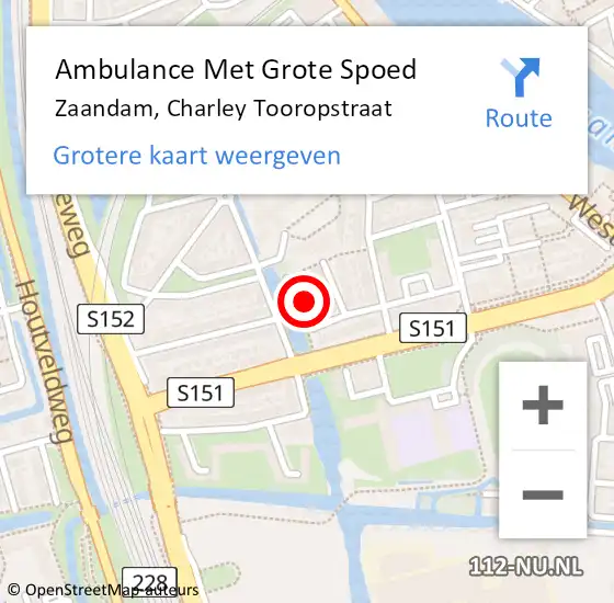 Locatie op kaart van de 112 melding: Ambulance Met Grote Spoed Naar Zaandam, Charley Tooropstraat op 31 december 2022 05:34