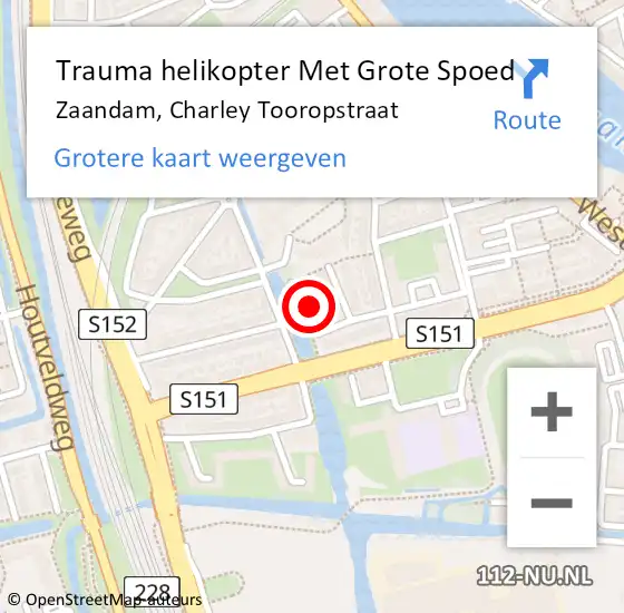 Locatie op kaart van de 112 melding: Trauma helikopter Met Grote Spoed Naar Zaandam, Charley Tooropstraat op 31 december 2022 05:37