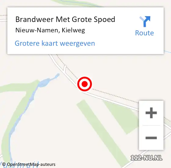 Locatie op kaart van de 112 melding: Brandweer Met Grote Spoed Naar Nieuw-Namen, Kielweg op 31 december 2022 05:42