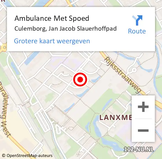 Locatie op kaart van de 112 melding: Ambulance Met Spoed Naar Culemborg, Jan Jacob Slauerhoffpad op 31 december 2022 05:52