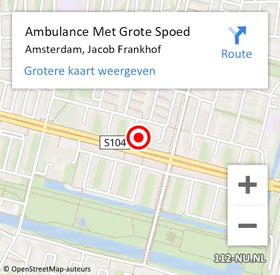 Locatie op kaart van de 112 melding: Ambulance Met Grote Spoed Naar Amsterdam, Jacob Frankhof op 31 december 2022 06:18