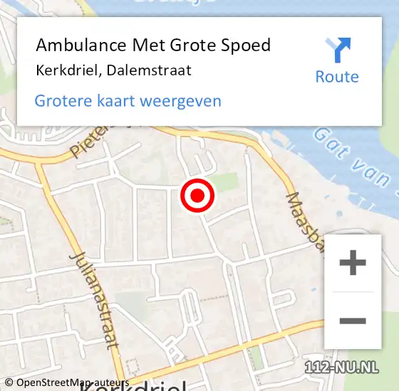 Locatie op kaart van de 112 melding: Ambulance Met Grote Spoed Naar Kerkdriel, Dalemstraat op 31 december 2022 06:22