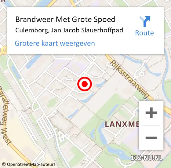 Locatie op kaart van de 112 melding: Brandweer Met Grote Spoed Naar Culemborg, Jan Jacob Slauerhoffpad op 31 december 2022 06:26