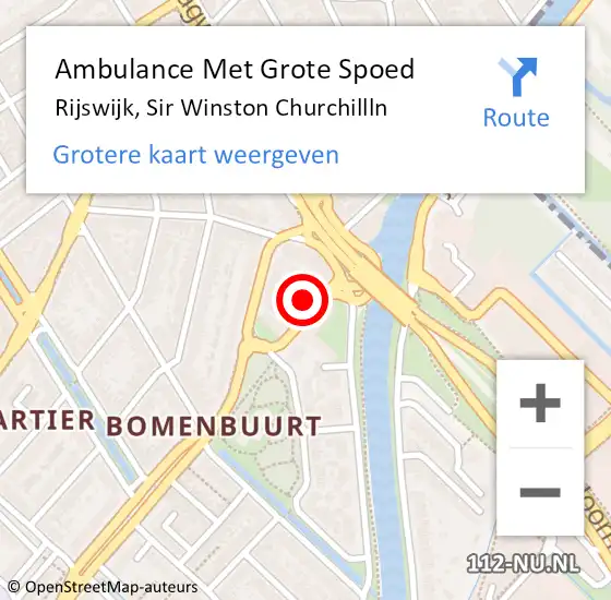 Locatie op kaart van de 112 melding: Ambulance Met Grote Spoed Naar Rijswijk, Sir Winston Churchillln op 31 december 2022 07:45