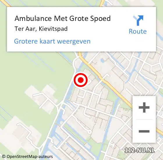 Locatie op kaart van de 112 melding: Ambulance Met Grote Spoed Naar Ter Aar, Kievitspad op 31 december 2022 08:07