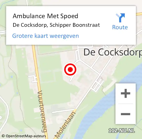 Locatie op kaart van de 112 melding: Ambulance Met Spoed Naar De Cocksdorp, Schipper Boonstraat op 31 december 2022 08:11