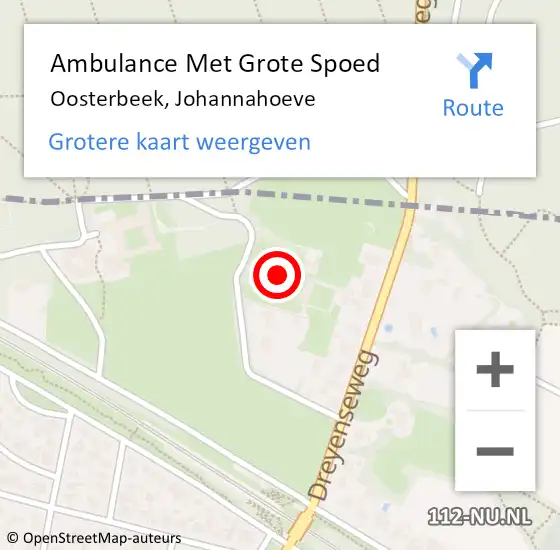 Locatie op kaart van de 112 melding: Ambulance Met Grote Spoed Naar Oosterbeek, Johannahoeve op 31 december 2022 08:18