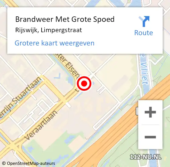 Locatie op kaart van de 112 melding: Brandweer Met Grote Spoed Naar Rijswijk, Limpergstraat op 31 december 2022 08:39