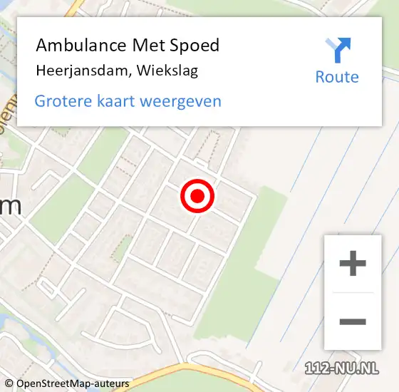 Locatie op kaart van de 112 melding: Ambulance Met Spoed Naar Heerjansdam, Wiekslag op 31 december 2022 08:40