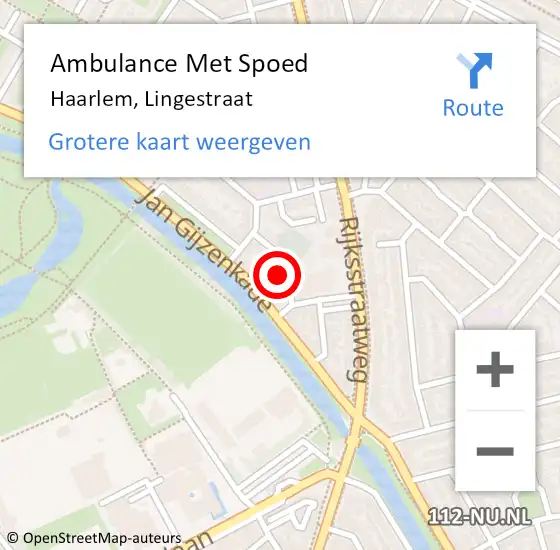 Locatie op kaart van de 112 melding: Ambulance Met Spoed Naar Haarlem, Lingestraat op 31 december 2022 09:14