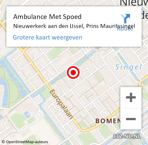 Locatie op kaart van de 112 melding: Ambulance Met Spoed Naar Nieuwerkerk aan den IJssel, Prins Mauritssingel op 31 december 2022 09:32