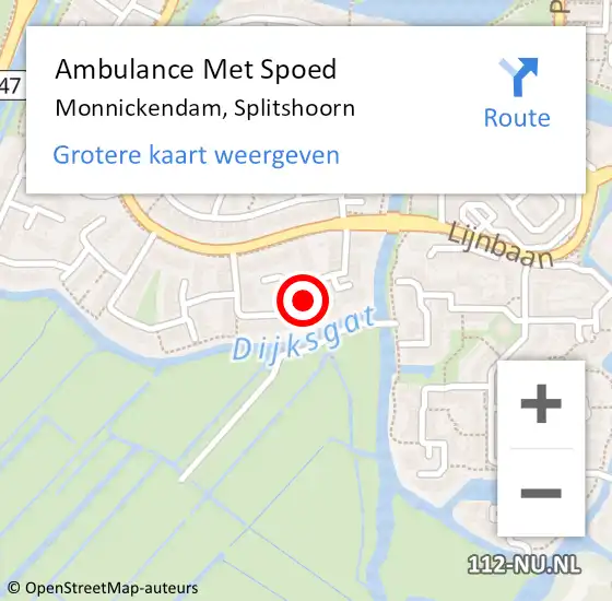 Locatie op kaart van de 112 melding: Ambulance Met Spoed Naar Monnickendam, Splitshoorn op 31 december 2022 09:35