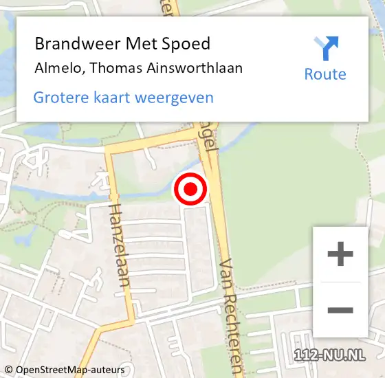 Locatie op kaart van de 112 melding: Brandweer Met Spoed Naar Almelo, Thomas Ainsworthlaan op 31 december 2022 09:42