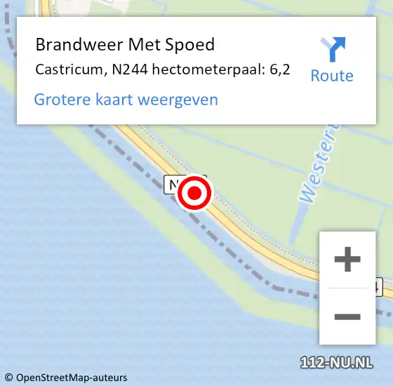 Locatie op kaart van de 112 melding: Brandweer Met Spoed Naar Castricum, N244 hectometerpaal: 6,2 op 31 december 2022 09:46