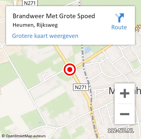 Locatie op kaart van de 112 melding: Brandweer Met Grote Spoed Naar Heumen, Rijksweg op 9 september 2013 09:31