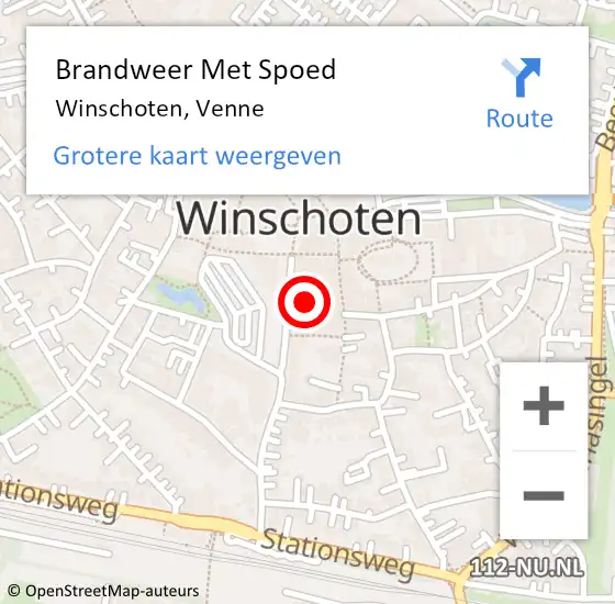 Locatie op kaart van de 112 melding: Brandweer Met Spoed Naar Winschoten, Venne op 31 december 2022 09:58