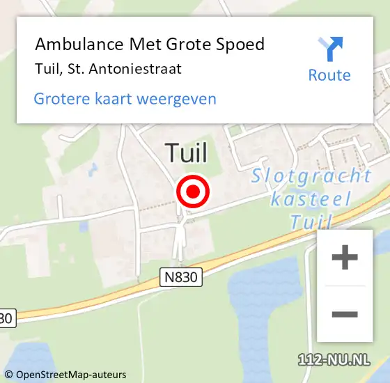 Locatie op kaart van de 112 melding: Ambulance Met Grote Spoed Naar Tuil, St. Antoniestraat op 31 december 2022 09:58