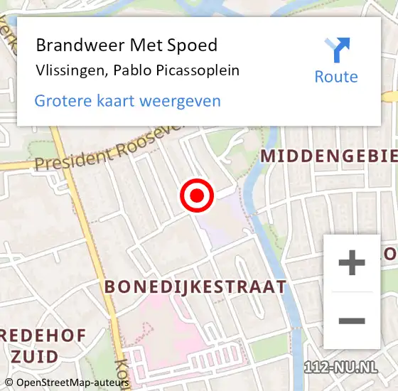Locatie op kaart van de 112 melding: Brandweer Met Spoed Naar Vlissingen, Pablo Picassoplein op 31 december 2022 10:17