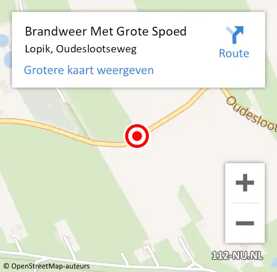 Locatie op kaart van de 112 melding: Brandweer Met Grote Spoed Naar Lopik, Oudeslootseweg op 10 augustus 2014 13:59