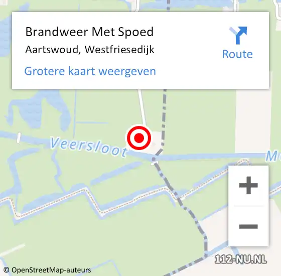 Locatie op kaart van de 112 melding: Brandweer Met Spoed Naar Aartswoud, Westfriesedijk op 10 augustus 2014 14:00