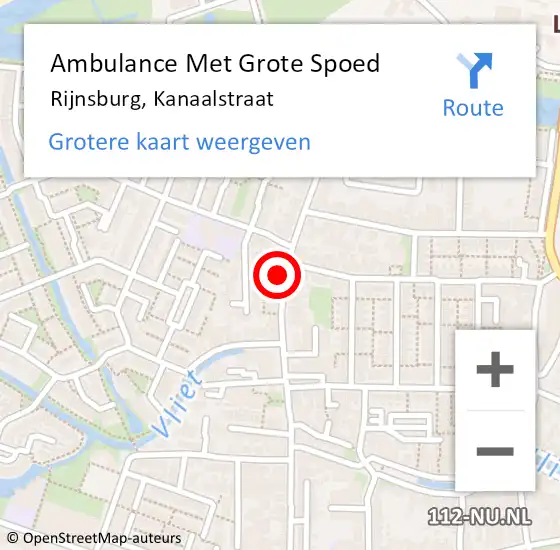 Locatie op kaart van de 112 melding: Ambulance Met Grote Spoed Naar Rijnsburg, Kanaalstraat op 31 december 2022 11:00