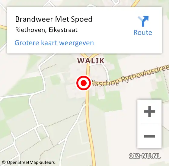 Locatie op kaart van de 112 melding: Brandweer Met Spoed Naar Riethoven, Eikestraat op 31 december 2022 11:05