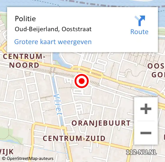 Locatie op kaart van de 112 melding: Politie Oud-Beijerland, Ooststraat op 31 december 2022 11:10