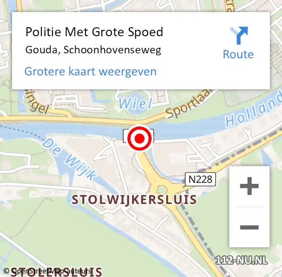 Locatie op kaart van de 112 melding: Politie Met Grote Spoed Naar Gouda, Schoonhovenseweg op 31 december 2022 11:10